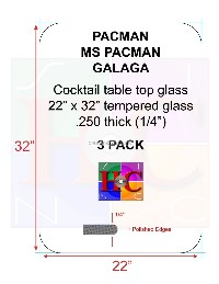 3-Pack cocktail table top glass with 3.5 in radius: Fits Bally Midway tables plus other aftermarket arcade cocktail tables.