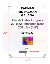 2-Pack Tinted cocktail table top glass with 3.5 in radius: Fits Bally Midway tables plus after market arcade cocktail tables