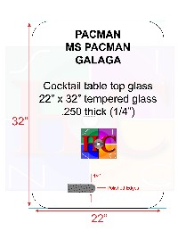 Replacement Tinted cocktail table top glass with 3.5 in radius: Fits Bally Midway tables plus aftermarket arcade cocktail tables