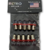 10 Pack Red Pinball 6.3 Volt AC LED Round Replacement Bulbs 44/47 Bayonet Base BA9S