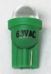 Pinball replacement bulb LED 6.3 volt AC, 555 clear wedge base T10 Cool GreenShort